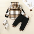thumbnail image 3 of Younger Tree Toddler Baby Boys Girls Hoodie Sweatshirt Clothes Set Kids Winter Long Sleeve Plaid Sweatsuit Outfits for 6-12 Months, 3 of 8