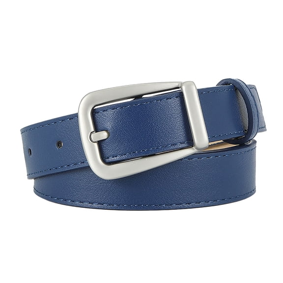 LSONABXA Navy Belt for Women Under $5 Solid Color Women Belt with Pin Buckle Adjustable Leather Waistband for Jeans Polyester Belt