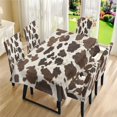 thumbnail image 3 of TSOVTHRID Brown Cow Pattern Print Tablecloth Stretch Dining Chair Slipcovers Removable Table Cloth Chair Dustproof Cover Furniture Protector for Kitchen Decor, 5 Pcs, 3 of 7