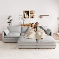 thumbnail image 2 of Muumblus 110" Oversized Modular Sectional Sofa with 2 Movable Ottoman, U Shaped Deep Seat Cloud Couch for Living Room, Gray Chenille, 2 of 10