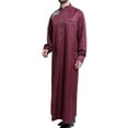 thumbnail image 5 of BSDJILFG 50% Clearance Off,Mens Kaftan Thobe V-Neck Long Sleeve Muslim Robe Dubai Long Gown Saudi Arab Thobe Robes for Summer Beach S-3XL, 5 of 6