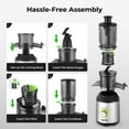 thumbnail image 6 of Syvio Cold Press Juicer, Juicer Machine with 4.3" Feed Chute, Slow Masticating Juicer for Fruits and Vegetables, Juice Maker with High Juice Yield, BPA-Free, Easy to Clean, Black Silver, 6 of 8