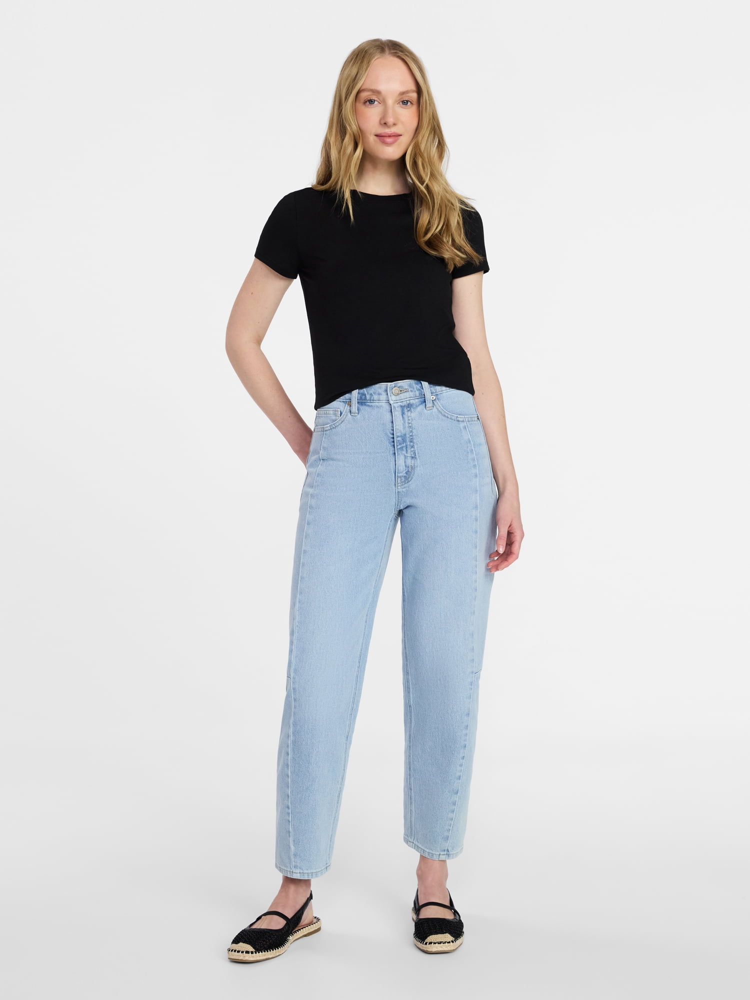 Time and Tru Women's Slim Fit Crewneck Tee with Short Sleeves, Sizes XS-XXXL