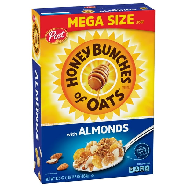 Post, Breakfast Cereal, Honey Bunches Of Oat, Almonds, Mega Size 30.5