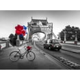 thumbnail image 2 of Frank, Assaf 18x15 Gold Ornate Wood Framed with Double Matting Museum Art Print Titled - Colorful balloons and bunch of roses on a bicycle at Tower bridge, London, UK, 2 of 4