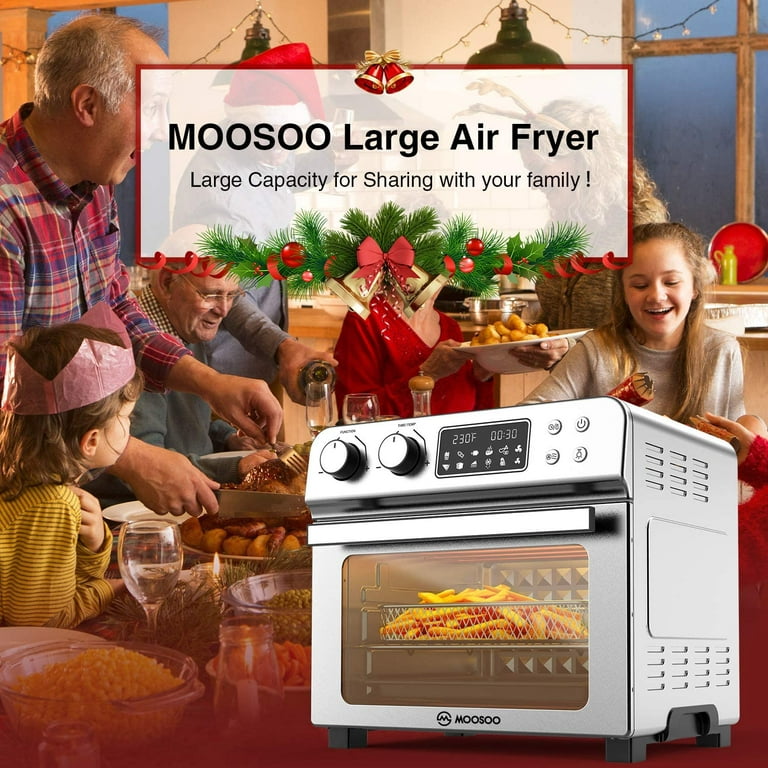 MOOSOO 2 Qt Air Fryer with Air Fryer Paper Linners, Knob Control, Oil-Less