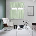 thumbnail image 4 of Sage Green Striped Kitchen Curtains Sets for Windows 24 Inch Length, Modern Simple Farmhouse Beige Rod Pocket Window Treatments Tier Curtains and Valances Set for Bedroom/Bathroom, 4 of 8