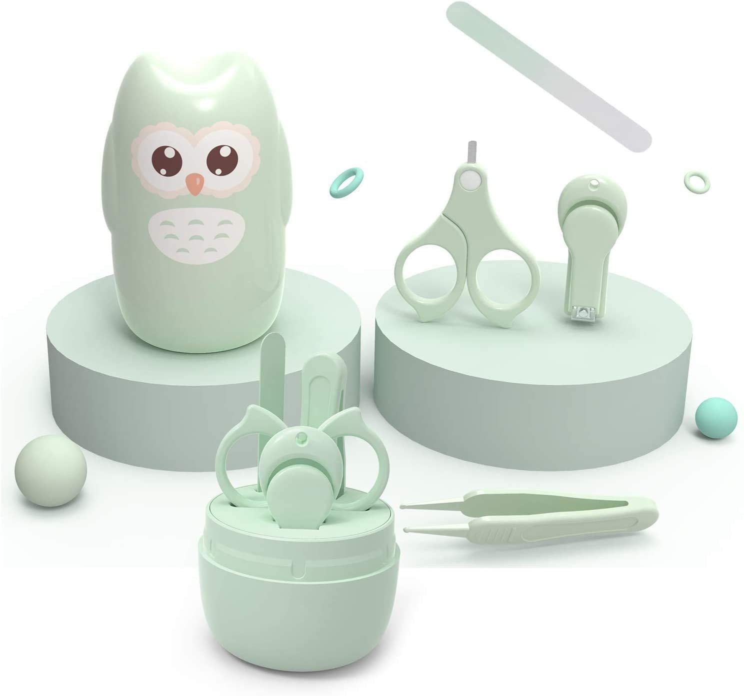 SUTENG Baby Nail Clippers and Scissors - 4 in 1 Kit - UpwardBaby Newborn Infant Manicure Grooming Set for Kids Toddlers - Premium Stainless Steel - Nose Tweezers and File Included