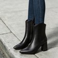thumbnail image 6 of HAPIMO Women Ankle Boots Pointed Toe Chunky Block Heel V‑shaped Top Opening Zipper Faux Leather For Dating Dinner And Daily City Outings Black 42, 6 of 7