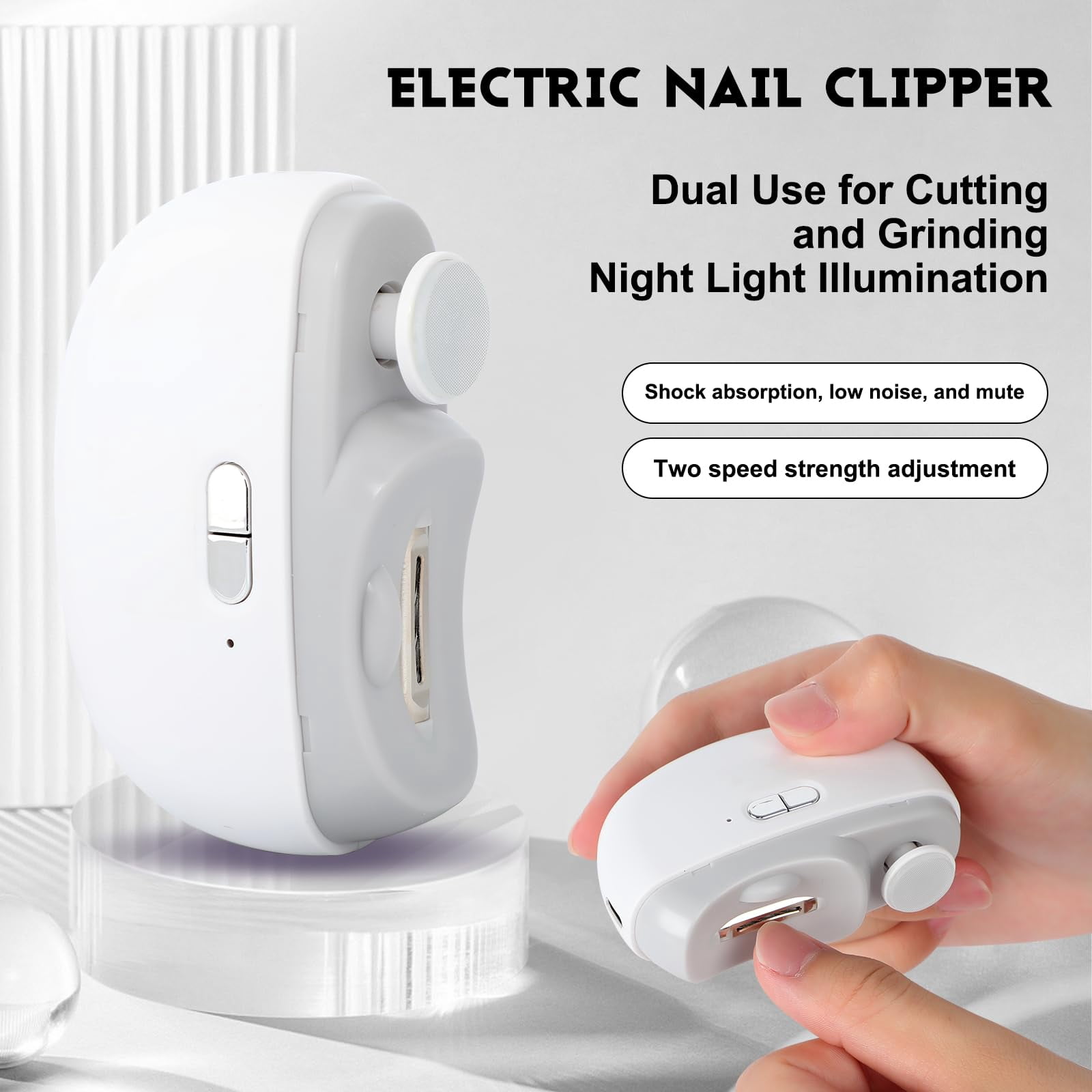 2025 Upgraded Electric Nail Clipper, Electric Nail File, 2 Speeds Automatic Nail Trimmer with LED Light & Clip Storage - USB Rechargeable for Baby, Kids, Adults, Seniors
