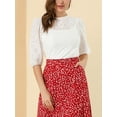thumbnail image 5 of Allegra K Women's 3/4 Lantern Sleeve Semi Sheer Retro Lace Tops, 5 of 6