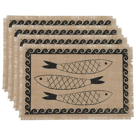 

Jute Placemat - Jute Fringe Table Mats Set of 4 with Tassel Place Mat for Dining Room Kitchen Table Decor