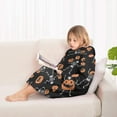 thumbnail image 4 of Halloween Dancing Skeletons and Pumpkins Pattern Blanket Hoodies for Kids 6-13YR Oversize Wearable Blanket Hoodies for Boys Girls Teens, 4 of 7