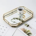thumbnail image 4 of Fetcoi, Perfume Tray Gold Mirror Tray, Vanity Tray, Glass Tray Metal Decorative Dresser Tray Large Size(Rectangular), 4 of 9