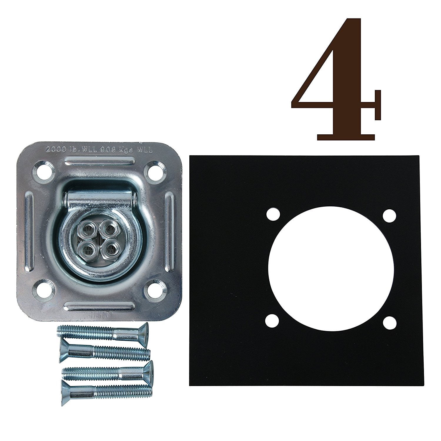 Trailer Tiedown Anchor w// Backing Plate 3-Pack D-Ring Recessed 6,000 lb Cap