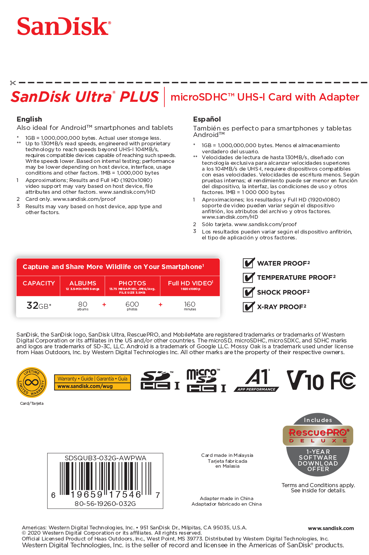 SanDisk Ultra® Plus MicroSDHC™ UHS-I Card, 32GB with Adapter - image 2 of 5