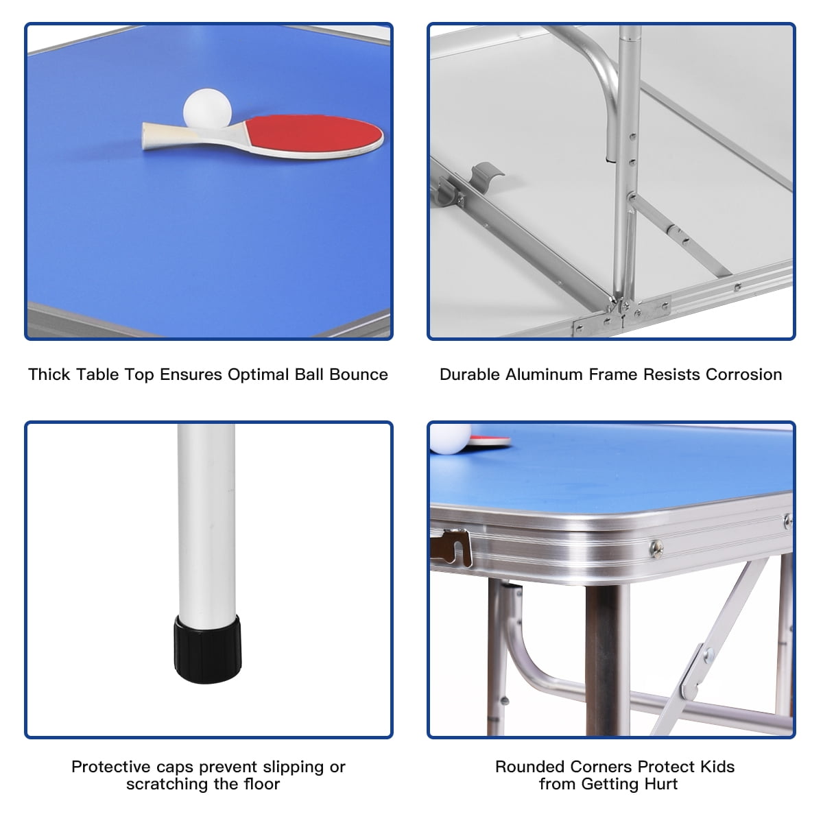 Costway 60'' Portable Table Tennis Ping Pong Folding Table with Accessories Indoor Game Blue