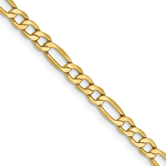 Diamond2Deal 14K Yellow Gold 3.5mm Semi-Solid Figaro Chain Necklace for Men 18"
