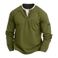 thumbnail image 1 of pstuiky mangas largas para hombre, Camisa informal de manga larga con cuello en V y bolsillos de color liso para hombre top de hombre l, 1 of 8