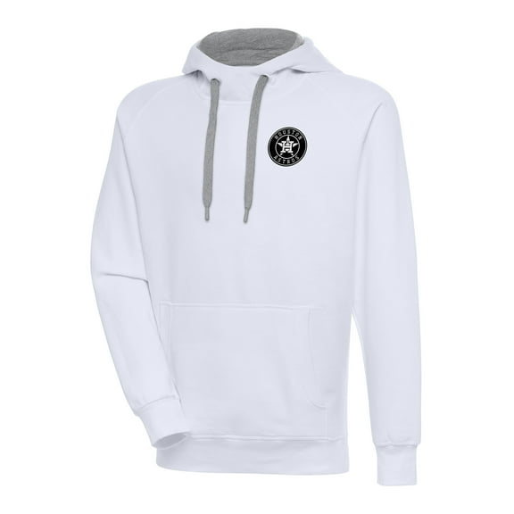 Men's Antigua White Houston Astros Metallic Victory Pullover Hoodie