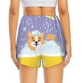 thumbnail image 4 of Uemuo Corgi Washing in Bathtub Pattern Women's Athletic Shorts High Waisted Running Shorts with Liner Pockets Gym Elastic Workout Shorts-Medium, 4 of 9