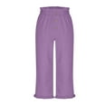 thumbnail image 5 of Bnwani Girls Flare Pants Wide Leg Pants Elastic Waist Button Casual Loose Pants with Pockets Purple, 5 of 8