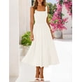 thumbnail image 2 of Merokeety Womens Summer Dresses Pleated Square Neck Cocktail Work Midi Dress Apricot l, 2 of 4