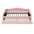 thumbnail image 4 of Twin Size Teddy Fleece Upholstered Daybed with Trundle Bed and LED Lights, Daybed Frame With Wooden Slats Support For Living Room, Bedroom, Apartment, Space Saving, No Box Spring Needed, Pink, 4 of 9