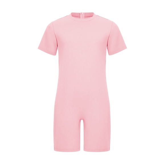 Lejafay Kids Girls Boys Special Needs Adaptive Clothing Anti-Strip Romper Short Sleeve Zip Back Jumpsuit Pink 16