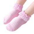 thumbnail image 1 of Baby Girls Lace Socks, Solid Color Soft Ruffled Anklet for Infant, Little Kids, 1 of 6