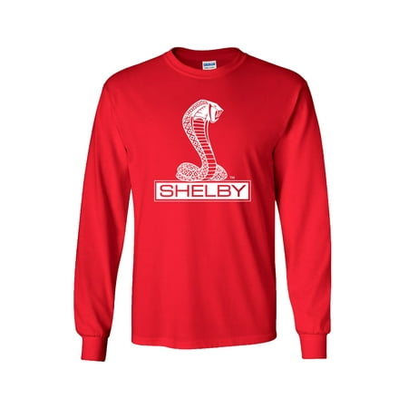 Ford Shelby Cobra Car Adult Men's Long Sleeve Shirt-Red-Small