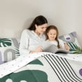 thumbnail image 5 of Homewish Tropical Bontical Monstera Bedding Comforter Set,Boho Geometric Lines Twin Comforter Sets,Green Purple White Bedding Set For Teens,Luxury Bedroom Decor Reversible,2 Pieces, 5 of 8