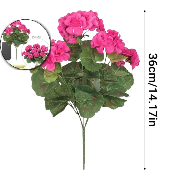Artificial Geranium Flowers for Outdoors Silk Flowers Outside UV Resistant Fake Geraniums Bush Faux Flowers for Planter Outdoor Decor Indoor Garden Patio Table Centerpiece