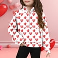 thumbnail image 2 of SERTG Girls Valentines Half Zip Sweatshirt Hoodless Stand Collar Thumbhole Cuffs Kids Long Sleeve Casual Pullover Everyday Top(Red#1,11 Years), 2 of 5