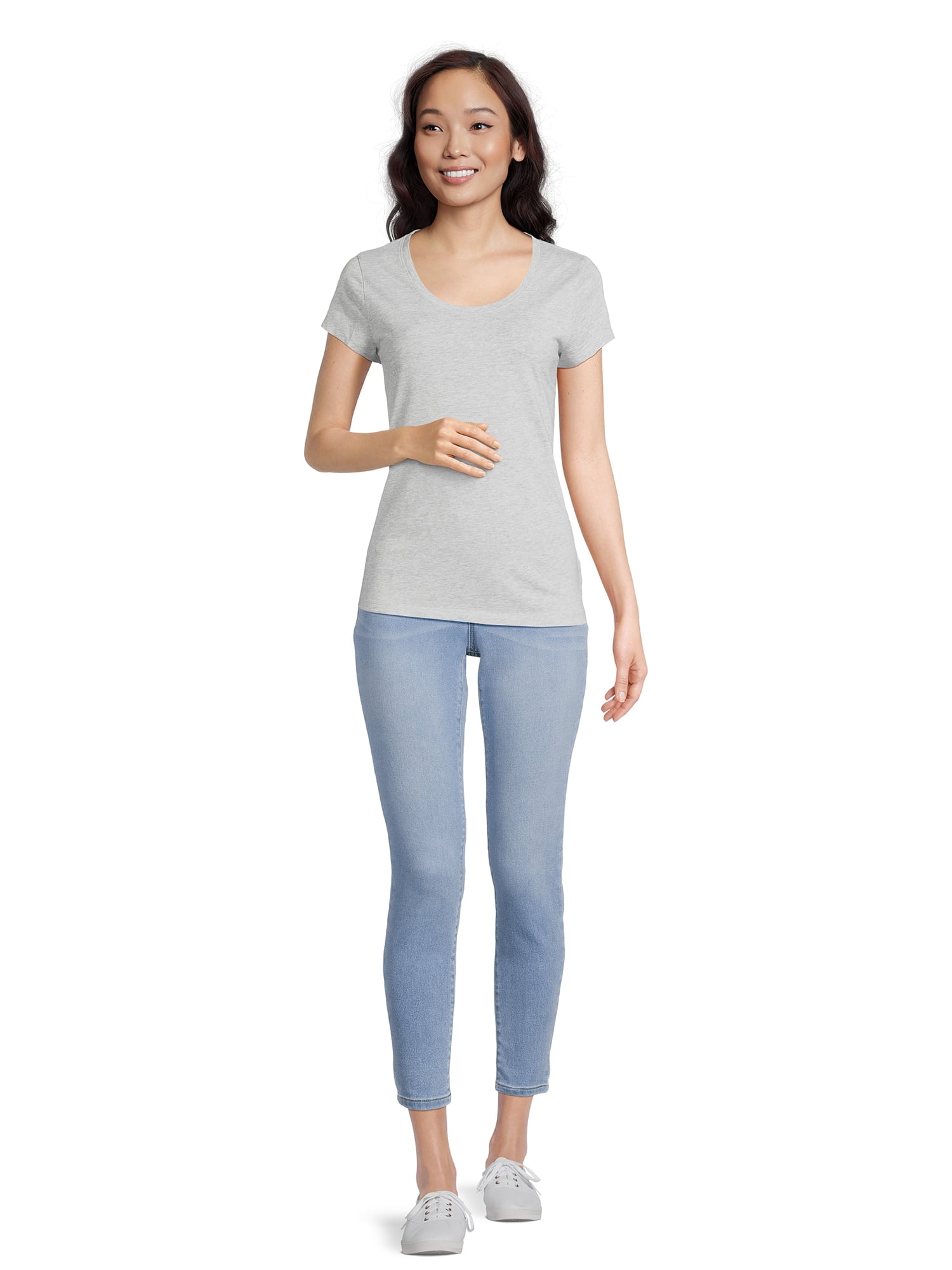 No Boundaries Scoop Neck Tee with Short Sleeves, 1 or 3-Pack, Women’s