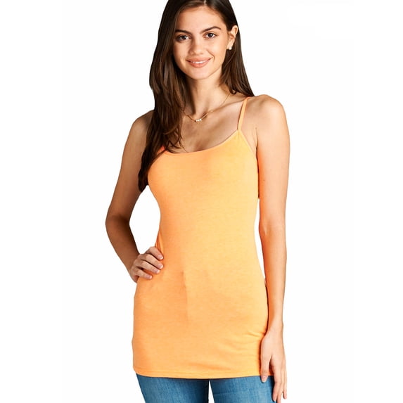 Women's Adjustable Saghetti Strap Fitted Stretchy Long Tank Top Cami-Plus Size Available (FAST & FREE SHIPPING)