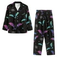 thumbnail image 2 of Renewold Colorful Bats Web Pajama & Pants Set for Women 2 PCS Relaxed Home Life Button Long Sleeve Nightwear Snug-Fit Halloween Holiday Loungewear Size 2XL, 2 of 5