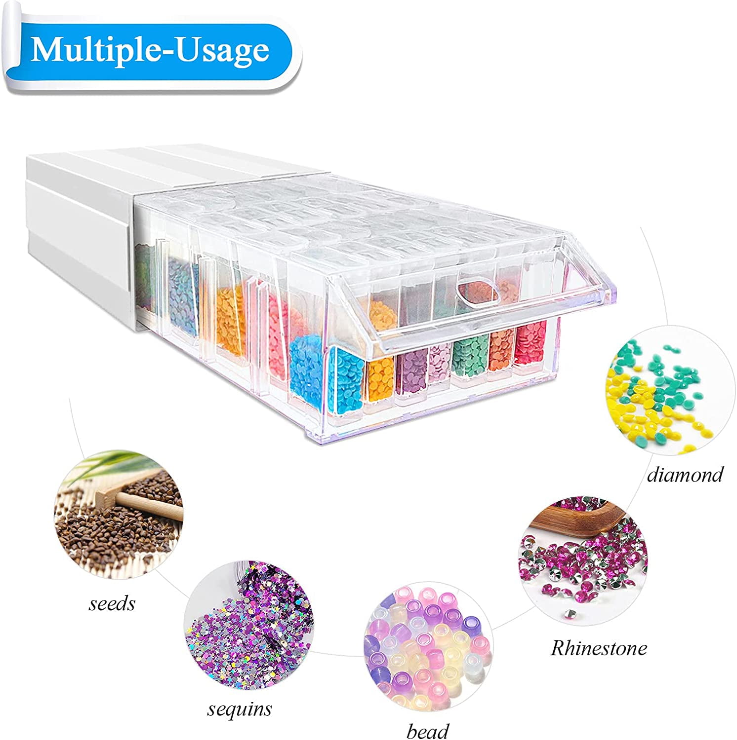 ARTDOT Stackable Diamond Painting Bead Storage Organizer, 315 Slot Plastic Container Box for Crafts and Drill Supplies