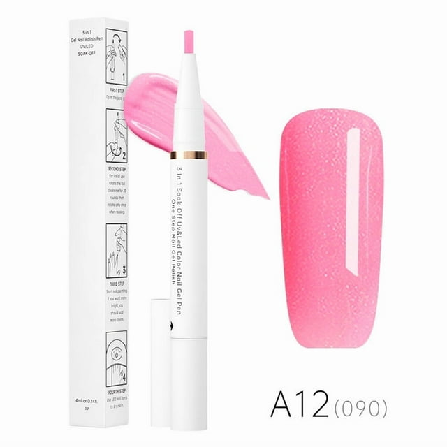 Bolígrafo de gel para manicura - 24 colores LED, 3 en 1, sin necesidad de base ni capa superior, ideal para manicura en casa, pincel de 4 ml.
