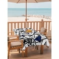 thumbnail image 2 of Outdoor Tablecloths with Umbrella Hole & Zipper, Navy Blue Black Geometric 60 x102 Inch Rectangle Tablecloths, Abstract Art Modern Line Waterproof Table Cloth, Patio/Pool/Picnic Table Covers, 2 of 8