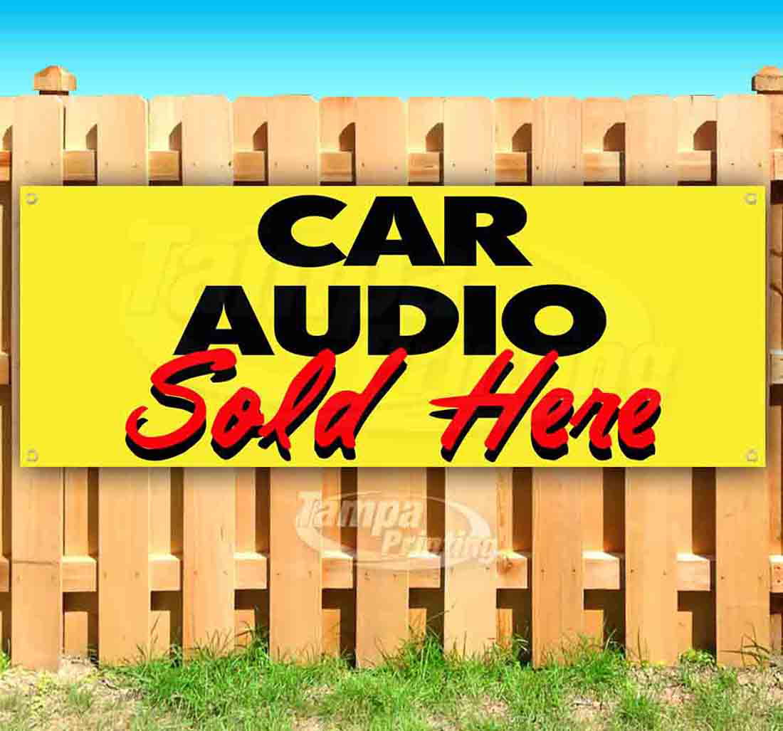 CAR Audio Now Open Extra Large 13 oz Heavy Duty Vinyl Banner Sign with Metal Grommets Store Advertising Flag, New Many Sizes Available