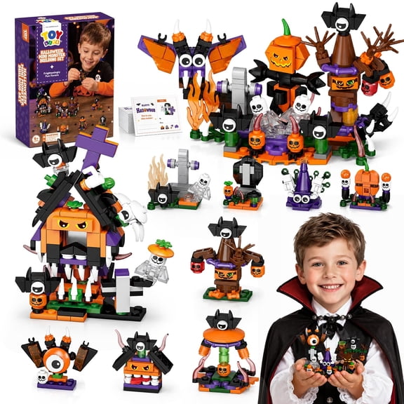 TOY Life 18-Pack Building Blocks Set, Halloween Party Favors for Kids 6 