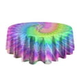thumbnail image 5 of Colorful Tie Dye Pattern Round Tablecloth 60"x60",Wrinkle Wipeable Table Cloth for Kitchen Dining Room Picnic Patio Party, 5 of 6