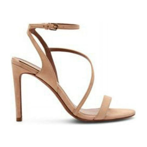 BCBG MAXAZRIA Womens Light Pink Ankle Strap Padded Amilia Round Toe Stiletto Buckle Leather Dress Sandals Shoes 6 M
