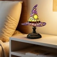 thumbnail image 5 of Yucurem Halloween Decoration - Witch LED Hat Lamp Stained Glass, Handmade Gothic Witch Hat Night Light for Indoor Party & Spooky Halloween Party Decorations (Purple), 5 of 8