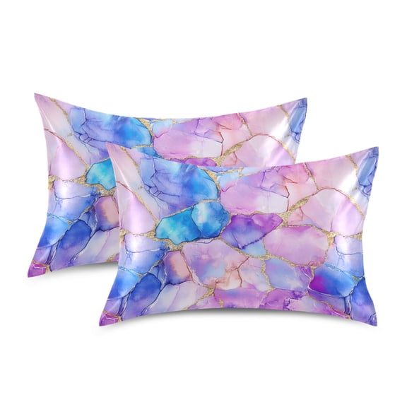 Yayeee Pillowcase Standard Size Set of 2 Satin Wrinkle Resistant Envelope Pillow Case, Pastel Pink Marble Pattern
