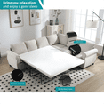 thumbnail image 4 of Convertible Sectional Sleeper Sofa with Pull Out Bed, 104" Large L-shaped Sofa Couch with Rolled Arm and Rivet, 2 in 1 Pull Out Couch Bed, Modular Sectional Couch for Living Room, Beige, 4 of 7