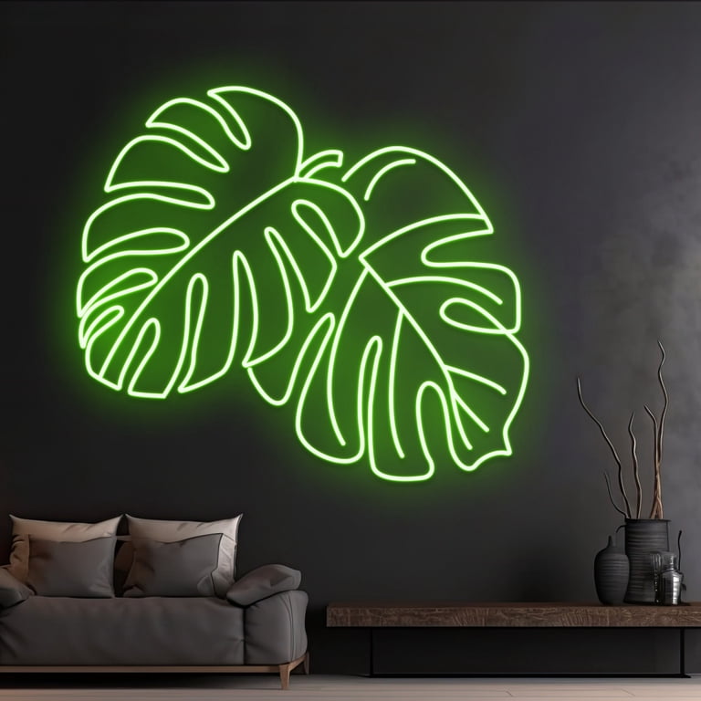 Handmadetneonsign Custom Monstera Leaf Neon Light, Tropical Leaf