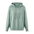 thumbnail image 4 of Women's Sweater Hoodie 2025 Fall Winter Long Sleeve Trendy Solid Color Knit Hooded Sweatshirt Pullover Top, 4 of 4