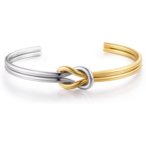 Gold Knot Bangle Bracelets for Women - Dainty 18K Gold Plated Cuff Bangle Bracelets for Women Trendy Personalized Open Love Knot Bracelet Adjustable Cuff Bracelet Jewelry Gifts for Her